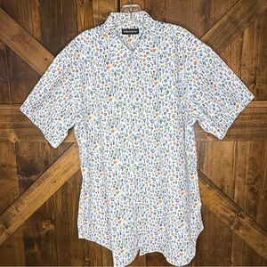 Bullock & Jones Cactus Print White Short Sleeve Button Up Shirt Men’s L